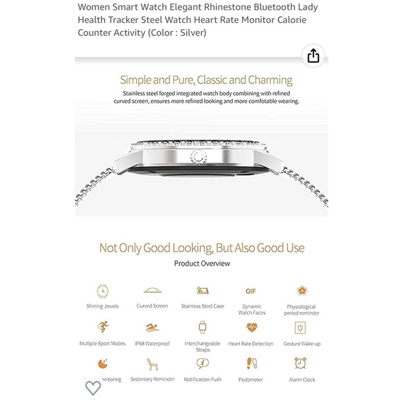 Brand new gorgeous, elegant, rhinestone Smartwatch, New Without Tags - Picture 5 of 6